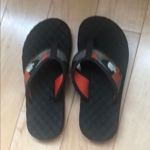 North Face camo flip flops